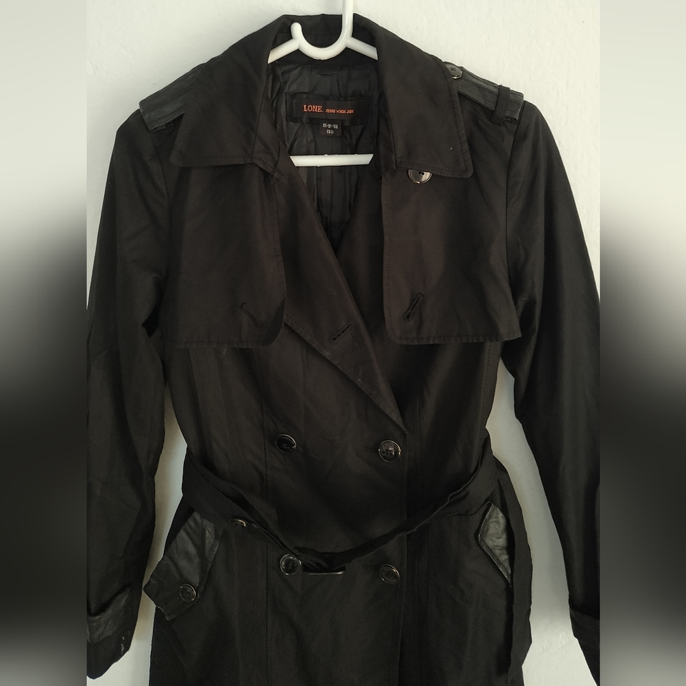 Double Breasted Trench Coat (Black) - Picture 7 of 14